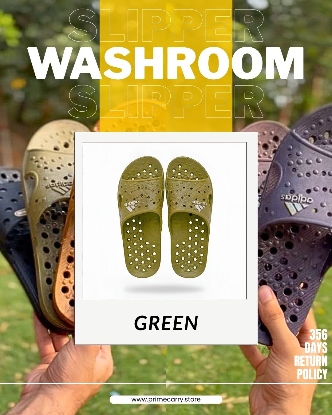 Prime Carry washroom slipper; comfortable rubber slipper with easy slip-on design, ideal for bathroom use.