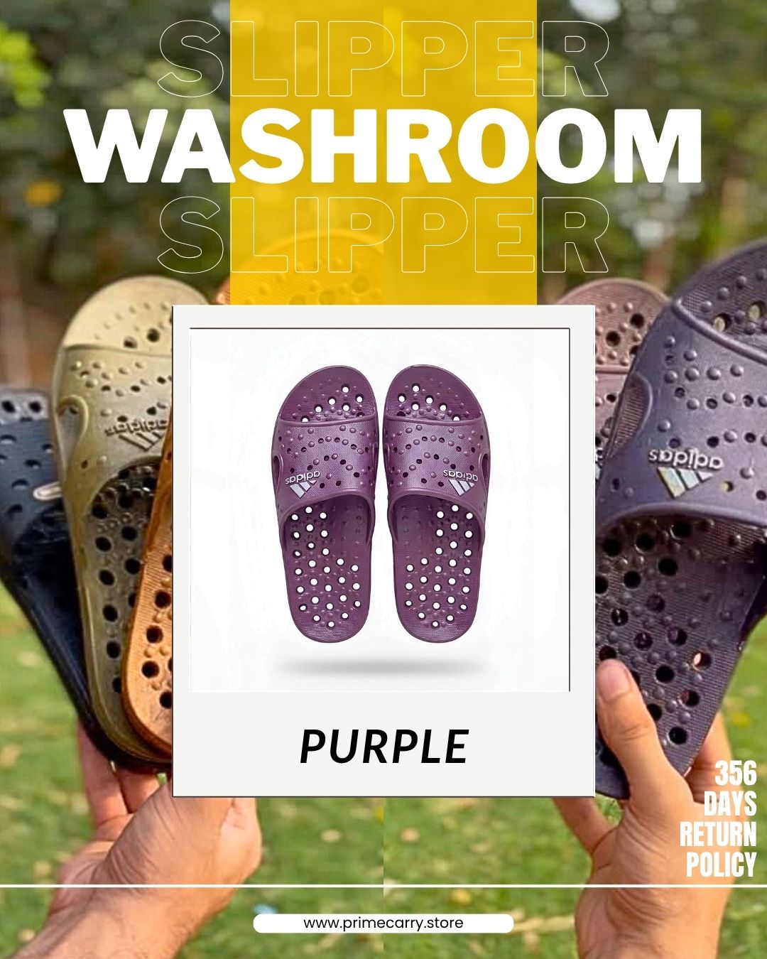 Prime Carry washroom slipper, comfortable slip-on footwear with non-slip soles, designed for bathroom use.
