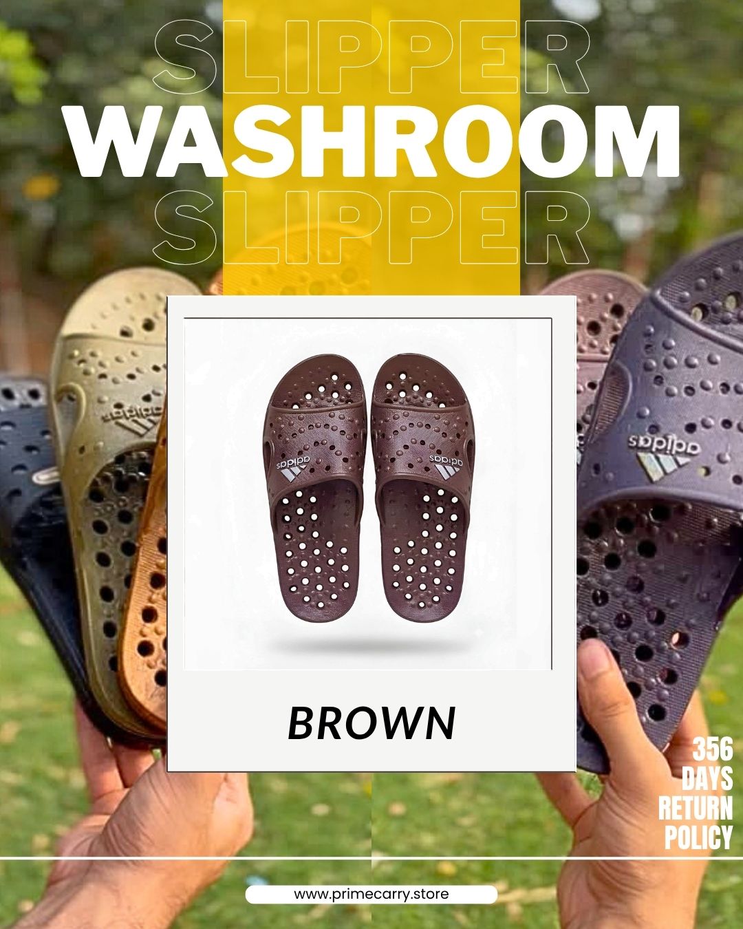 Prime Carry washroom slipper, comfortable slip-on footwear with soft material and non-slip sole for bathroom use.