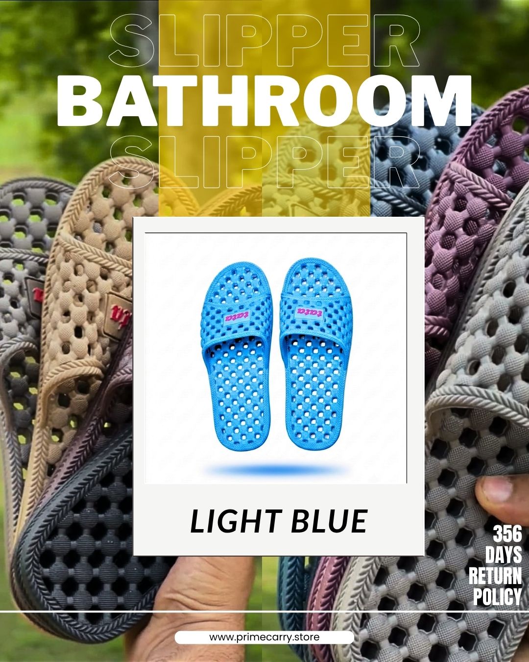 Prime Carry bathroom slippers featuring soft, comfortable slip-on design with non-slip soles for safe indoor use.