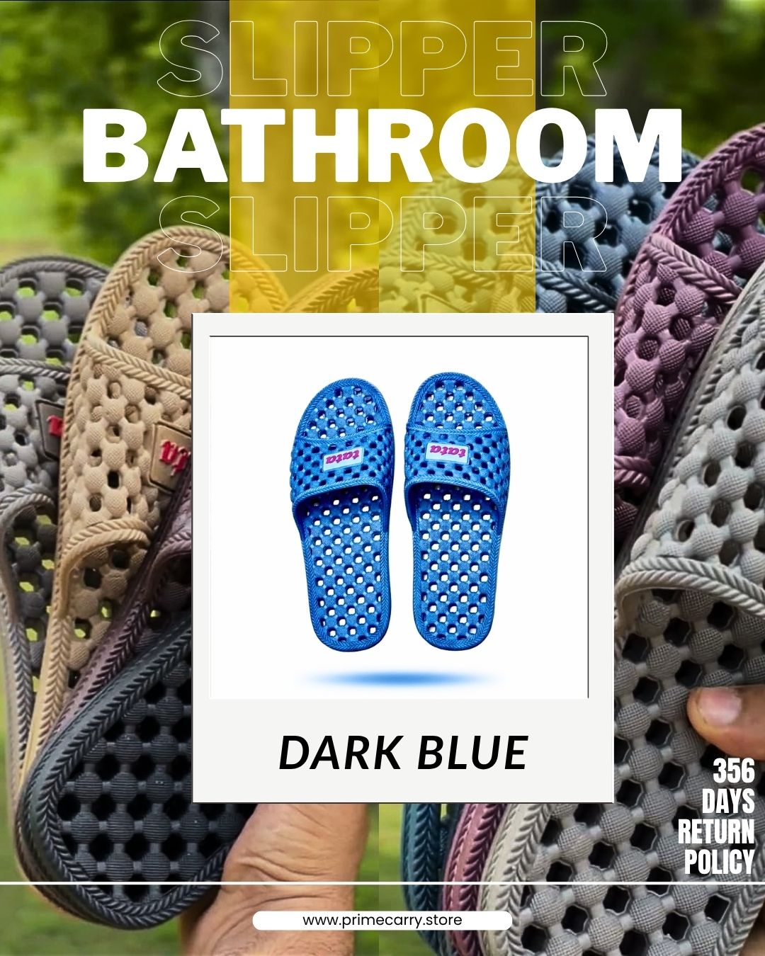 Prime Carry bathroom slipper with soft fabric lining and non-slip sole, designed for comfort and safety around the home.